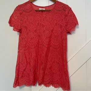 Maurices Coral Lace Scalloped Blouse Size Medium
